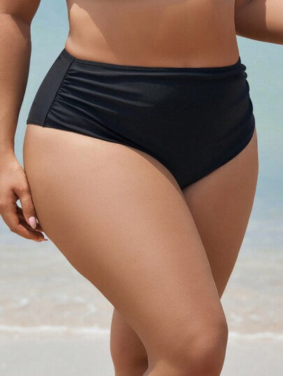 Swim SPRTY بيكينى سفلى مع رباط الخصر، لون أحادي، للنساء ذوات الحجم الكبير، ملابس سباحة لفصل الصيف