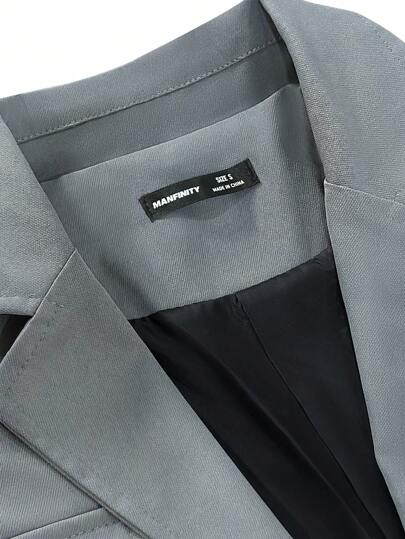 Manfinity Homme جاكيت كاجوال أكمام طويلة ذات طوق طويل للرجال، ذات لون واحد مناسبة للربيع والخريف