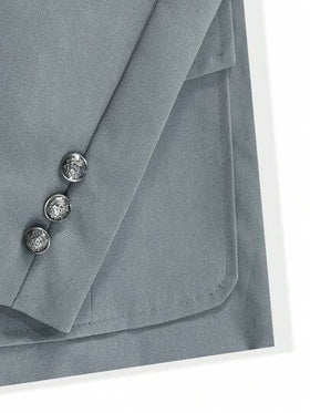 Manfinity Homme جاكيت كاجوال أكمام طويلة ذات طوق طويل للرجال، ذات لون واحد مناسبة للربيع والخريف