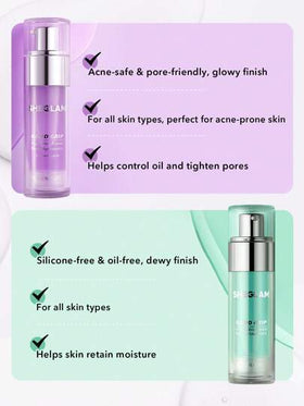 SHEGLAM برايمر مرطب Good Grip-Blueberry + Aha Oil Control Moisturizing Blueberry Primer Gel ينعم الخطوط الدقيقة ويمنع ظهورها، برايمر للوجه خالٍ من الزيوت والسيليكون علامة تجارية جمال مكياج ميكب مستحضرات تجميل للنساء الفتيات مثالي لفصل الشتاء الربيع مثا...