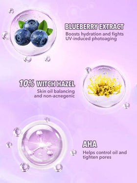 SHEGLAM برايمر مرطب Good Grip-Blueberry + Aha Oil Control Moisturizing Blueberry Primer Gel ينعم الخطوط الدقيقة ويمنع ظهورها، برايمر للوجه خالٍ من الزيوت والسيليكون علامة تجارية جمال مكياج ميكب مستحضرات تجميل للنساء الفتيات مثالي لفصل الشتاء الربيع مثا...