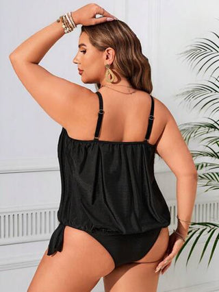 Swim Lushoire ملابس سباحة نسائية بتنوره عريضة بتصميم بسيط ولون أحادي للاستخدام اليومي في الصيف