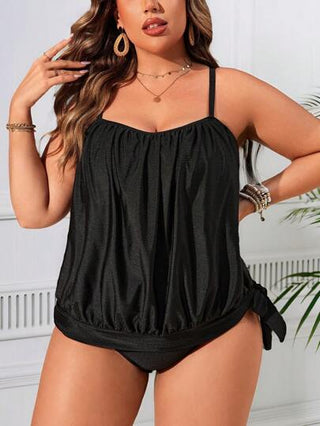 Swim Lushoire ملابس سباحة نسائية بتنوره عريضة بتصميم بسيط ولون أحادي للاستخدام اليومي في الصيف