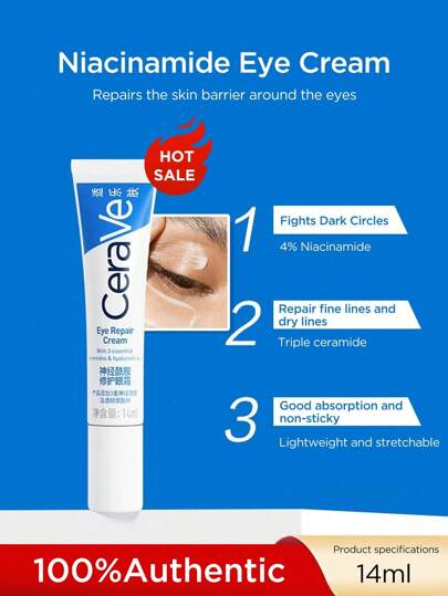 CeraVe كريم عيون مرطب بنياسيناميد لدوائر الظل والخطوط الدقيقة