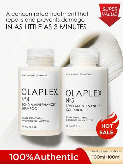 Olaplex طقم شامبو ومُنعِّم لتصليح وحماية الشعر، يُعيد اللون للشعر المُعالَج كيميائيًا والتالف