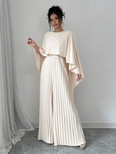 Lyxana جمبسوت نسائية أنيقة لون واحد مطوية، خريفي