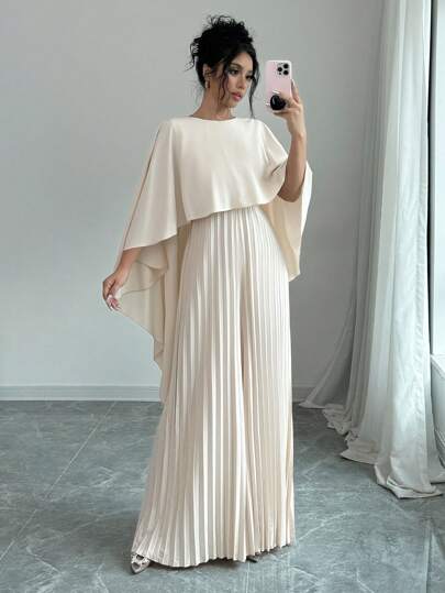 Lyxana جمبسوت نسائية أنيقة لون واحد مطوية، خريفي