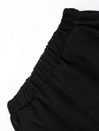 SHEIN Genkimix Kids قطعة واحدة بنطلون كاجوال مستقيم الساق للأولاد المراهقين من الكوردروي، دافئ وعملي للخريف/الشتاء