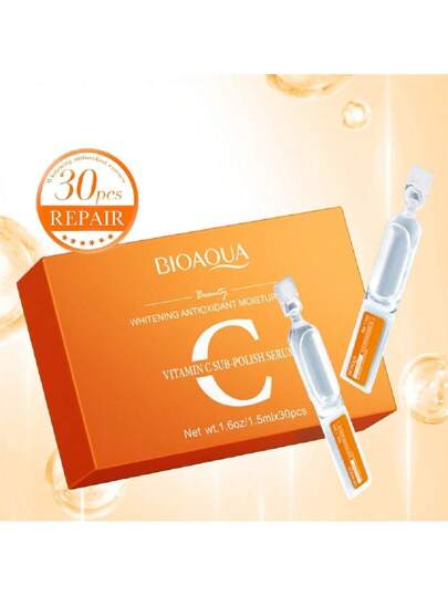 BIOAQUA مجموعة 30 قطعة من جوهر حمض الهيالورونيك/ فيتامين سي/ ريتينول، جوهر مرطب وللعناية بالتجاعيد، جوهر ترطيب وتقليل المسام للبشرة الجافة والخشنة والمتجعدة، العناية اليومية المرطبة والمضيئة للبشرة