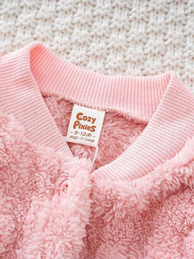 Cozy Pixies جمبسوت رضيع بنات بسحاب عنق طويلة الأكمام قابلة للقلب، ملابس شتوية سميكة دافئة