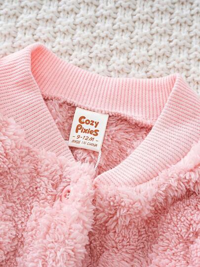 Cozy Pixies جمبسوت رضيع بنات بسحاب عنق طويلة الأكمام قابلة للقلب، ملابس شتوية سميكة دافئة