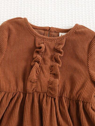 فساتين بيبي Cozy Pixies فستان بياقة منسدلة وأكمام طويلة وخصر ضيق وقصة A للبنات الصغيرات ، كاجوال ومتعدد الاستخدامات