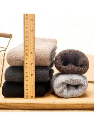 زوج جوارب صوف سميك، جوارب لون سادة دافئة وصولجان للرجال والنساء، مناسبة للخريف والشتاء