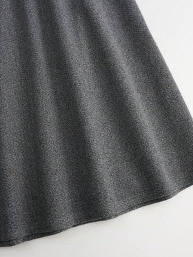 SHEIN LUNE تنورة كاجوال قصيرة على شكل حرف A، للخريف والشتاء، تنورة ماكسي للنساء