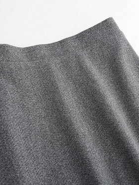 SHEIN LUNE تنورة كاجوال قصيرة على شكل حرف A، للخريف والشتاء، تنورة ماكسي للنساء
