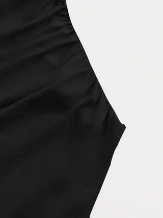 MOD تيشيرت كاجوال بصدر مفتوح وأكمام جرس ومطوي الخصر لربيع وخريف ، ملابس علوية أكمام جرس