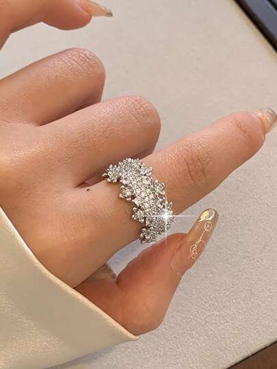 jealous young خاتم مفتوح متعدد الطبقات من الزركونيا، مناسب للنساء والفتيات للارتداء اليومي