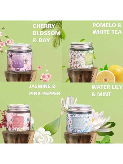 1 قطعة/4 قطع من شمع معطر بعطر سلسلة الأربعة ألوان من الأصص الزهر، شمع معطر لغرفة النوم وغرفة المعيشة خالي من الدخان، يمكن استخدامها كتذكارات