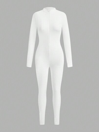 EZwear مجموعة 2قطعة جمبسوت وثيرة ذات رقبة مزيَّفة وسحاب للنساء
