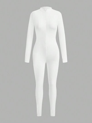 EZwear مجموعة 2قطعة جمبسوت وثيرة ذات رقبة مزيَّفة وسحاب للنساء