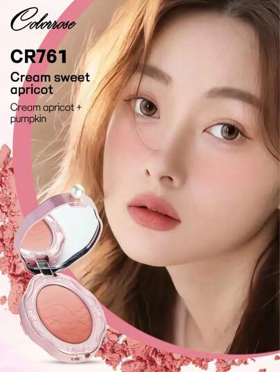 COLORROSE بلاشر مساحيق الخدود الطبيعي، بلاشر خدود ماتي ساطع، خفيف، ناعم، قابل للامتزاج، مع مرآة، صفيحة بلاشر صفيحة ظلال العيون، مكياج تجميلي للوجه
