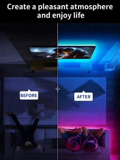 98 قدم/65 قدم/50 قدم/32.8 قدم/16.4 قدم أضواء شريط LED RGB للغرفة، ديكور حفلة المنزل، مناسبة لديكور المنزل، مكتب، غرفة دراسة، غرفة المعيشة، خلفية التلفاز، يوصى بطول من 1 متر إلى 5 أمتار!(بدون وحدة تحكم عن بعد، زر على كابل البيانات)