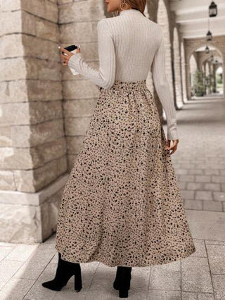 EMERY ROSE فستان نسائي طويل الأكمام ياقة عالية بنقوش زهرية خريفية