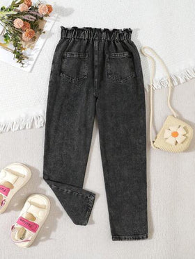 SHEIN Vintaside Kids جينز كاجوال مطرز موضة الخريف للفتيات المراهقات