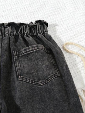 SHEIN Vintaside Kids جينز كاجوال مطرز موضة الخريف للفتيات المراهقات