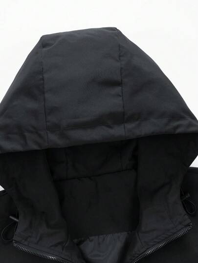 معطف هودي كاجوال بأكمام طويلة مطبوع عليه نص حرفي للرجال، مناسب للربيع والخريف