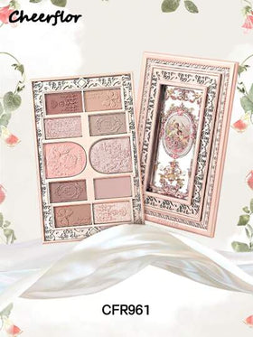 CHEERFLOR صينية مكياج محبوكة ، لوحة ظلال للعيون ، شديدة الصبغة ، مع غطاء دوّار مغناطيسي ، ظلال عيون بودرة مطفأة ولامعة ، ظلال عيون لامعة وزاهية دائمة ، خفيفة وناعمة ، مع مرآة ، مبرز ووجه وخدود بودرة كل في لوحة مكياج واحدة ، مستحضرات تجميل للاستخدام اليومي