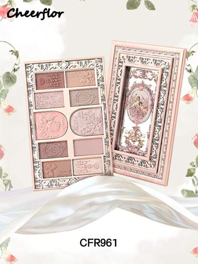 CHEERFLOR صينية مكياج محبوكة ، لوحة ظلال للعيون ، شديدة الصبغة ، مع غطاء دوّار مغناطيسي ، ظلال عيون بودرة مطفأة ولامعة ، ظلال عيون لامعة وزاهية دائمة ، خفيفة وناعمة ، مع مرآة ، مبرز ووجه وخدود بودرة كل في لوحة مكياج واحدة ، مستحضرات تجميل للاستخدام اليومي