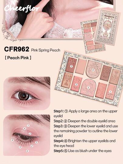 CHEERFLOR باليت مكياج مُنقَّش، باليت ظلال العيون عالي الصبغية، غطاء دوار مغناطيسي، بودرة ظلال عيون ماتي ولامع، ظلال عيون لامعة وثابتة لفترة طويلة، خفيفة وناعمة، بمرآة، مستحضرات التجميل جميع في باليت واحد للإضاءة والتظليل والأحمر، مناسب لإطلالات اليومية
