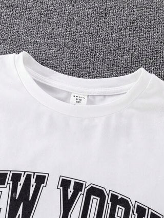 SHEIN طقم من 3قطع تي شيرت كاجوال مطبوع عليه حرف للصبية المراهقين ، أسود ، أبيض ، أخضر ، مناسب للتنقل والمدرسة والاستخدام اليومي والرياضة في فصلي الخريف والشتاء