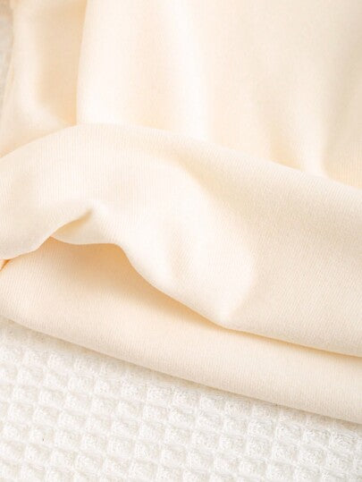 Cozy Pixies طقم ملابس علوية برقبة طاقم طويلة الأكمام ناعمة مطرزة بنمط حرف وبنطال مطلق للأطفال الصبية 2قطعة