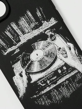 ROMWE Grunge Punk كفر هاتف محمي يومي عادي، تصميم قرص موسيقي مطبوع رسومي
