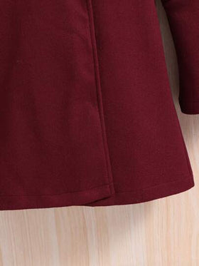 SHEIN معطف أحمر ذو طراز كلاسيكي للبنات المراهقات مع قبعة، للأعياد والأعياد الشتوية