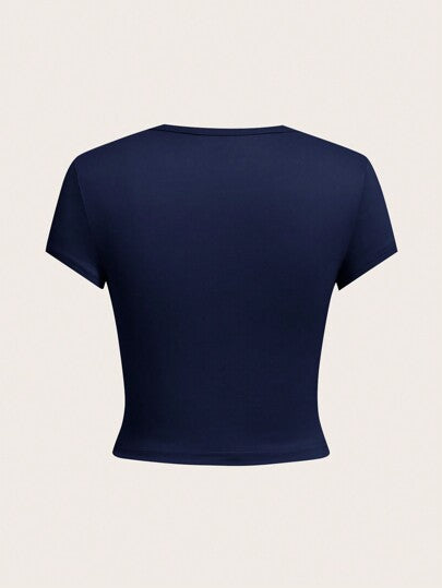 EZwear 4 قطع/مجموعة تيشيرتات نسائية كاجوال بأكمام قصيرة وياقة مستديرة وبدون أكتاف ضيقة الجسم، مناسبة للصيف