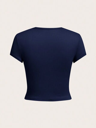 EZwear 4 قطع/مجموعة تيشيرتات نسائية كاجوال بأكمام قصيرة وياقة مستديرة وبدون أكتاف ضيقة الجسم، مناسبة للصيف