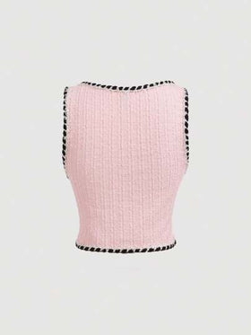 SHEIN MOD طقم سترة أنيقة بلون وردي وأسود فينتاج مزدوج الصدر والبناطيل، مجموعة ملابس العمل 2 قطعة/طقم، طراز الكلية، طقم الحفلات الراقصة، العودة إلى المدرسة، طقم المعلمين، ملابس المكتب، طقم الحفل الختامي