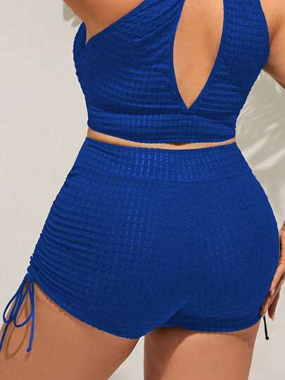 SHEIN Swim Curve سروال بأربطة بحجم كبير وخامة متقنة للصيف والشاطئ