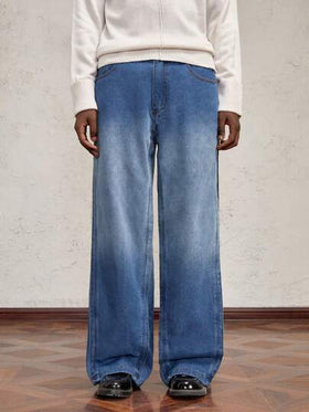 AKNOTIC Business Casual جينز بناطيل واسعة قماش دنيم مناسب للخصر الطويل وملائم البنطال للرجال
