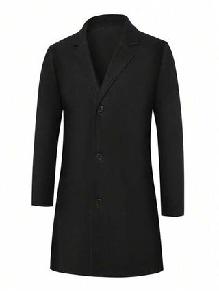 معطف صوفي كاجوال للرجال بتصميم عتيق بألوان أحادية بسيطة، مزود بأزرار أمامية وجيوب جانبية، مناسب للارتداء في المنتجعات والتنقل في فصلي الخريف والشتاء