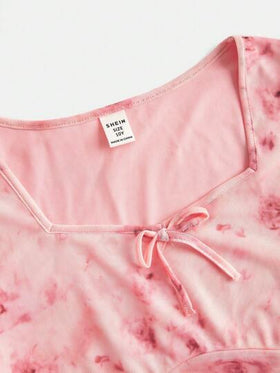SHEIN Girlism فستان فراشي أنيق، فستان أميرة، طباعة وردية، فستان عيد ميلاد، ملابس ربيعية/ خريفية للفتيات المراهقات ذو ياقة مربعة مزخرف بالزهور الأنيقة الفرنسية مع أكمام متسعة وخصر ضيق