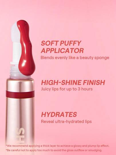 SHEGLAM ملمع شفاه Pout Pillow Cushion-أحمر شفاه سائل مرطب من Beauty Sleep بلمسة نهائية لامعة مع طرف إسفنجي لتطبيق ملمع شفاه غير لاصق ومرطب-ملمع شفاه للحفلات عيد الأب التخرج عيد الميلاد العطلة الربيع الصيف Y2K فاخر أزياء مكياج مستحضرات التجميل حفل...