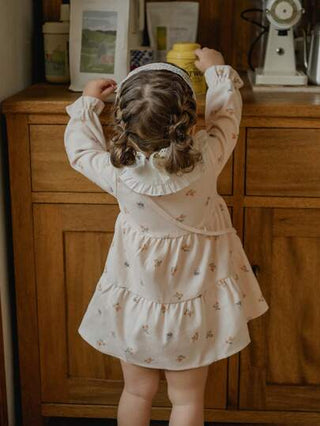 فساتين بيبي Vintaside Kids فستان أميرة مزين بكشكشة مع حقيبة ظهر فراء للبنات الصغيرات، مناسب للخروجات في الربيع/الخريف