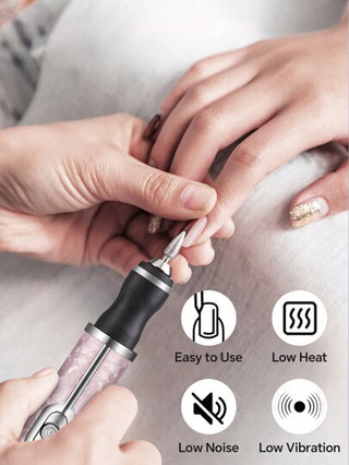 آلة تلميع أظافر كهربائية، آلة حفر أظافر كهربائية قابلة للشحن عبر USB لطقم أظافر أكريليك، ملف أظافر كهربائي لاسلكي محمول أداة تلميع مجموعة العناية بالأظافر والقدمين مع قطع حفر الأظافر