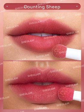 SHEGLAM أحمر شفاه سائل مطفي من Pout Pillow Cushion-أحمر شفاه سائل طويل الأمد من Counting Sheep بلمسة نهائية غير لامعة مع طرف إسفنجي لتوزيع ملمع الشفاه مرطب غير لاصق روج تنت أرواج علامة تجارية جمال مكياج ميكب مستحضرات تجميل للنساء الفتيات مثالي لفصل الشتاء