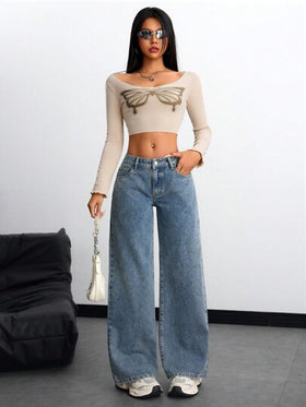 SHEIN ICON جينز فضفاض سهل الارتداء متعدد الاستخدامات مريح السترات الجينز