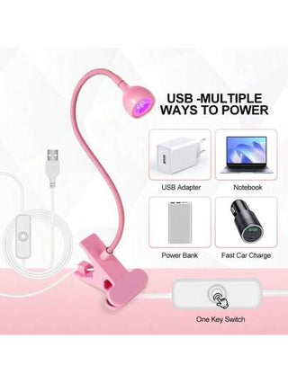 مصباح LED تجفيف بالأشعة فوق البنفسجية - يعمل بالطاقة عبر منفذ USB، عنق متحرك مرن، قابل للانحناء 360درجة، بتصميم قابل للتثبيت لطلاء الجل والمشغولات الراتنجية، مصباح منيكير محمول مع مرآة زجاجية مركزة، للاستخدام المنزلي وصالون الأظافر